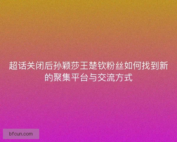 超话关闭后孙颖莎王楚钦粉丝如何找到新的聚集平台与交流方式
